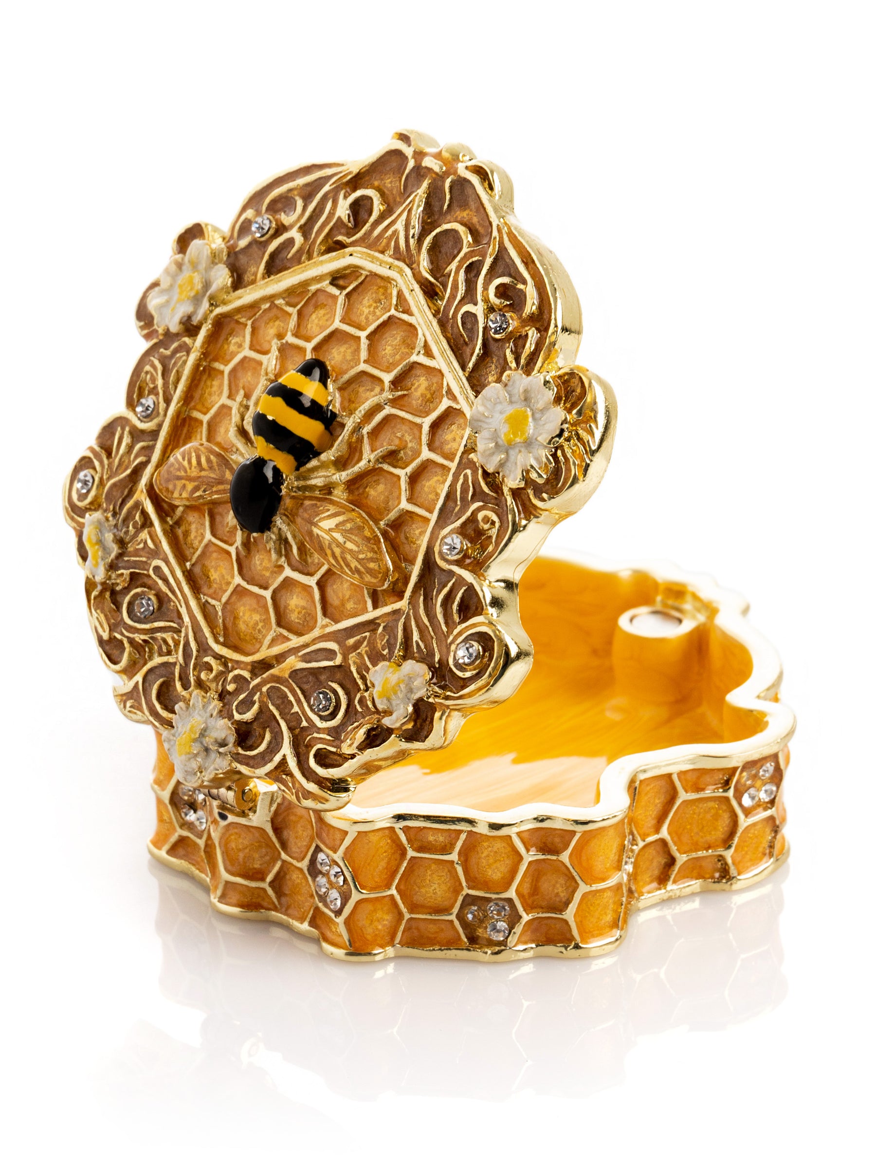 Keren Kopal Trinket Box Honeycomb with a Bee Queen on top