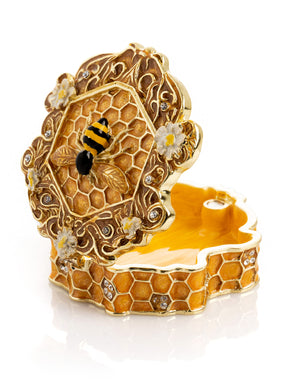 Keren Kopal Trinket Box Honeycomb with a Bee Queen on top