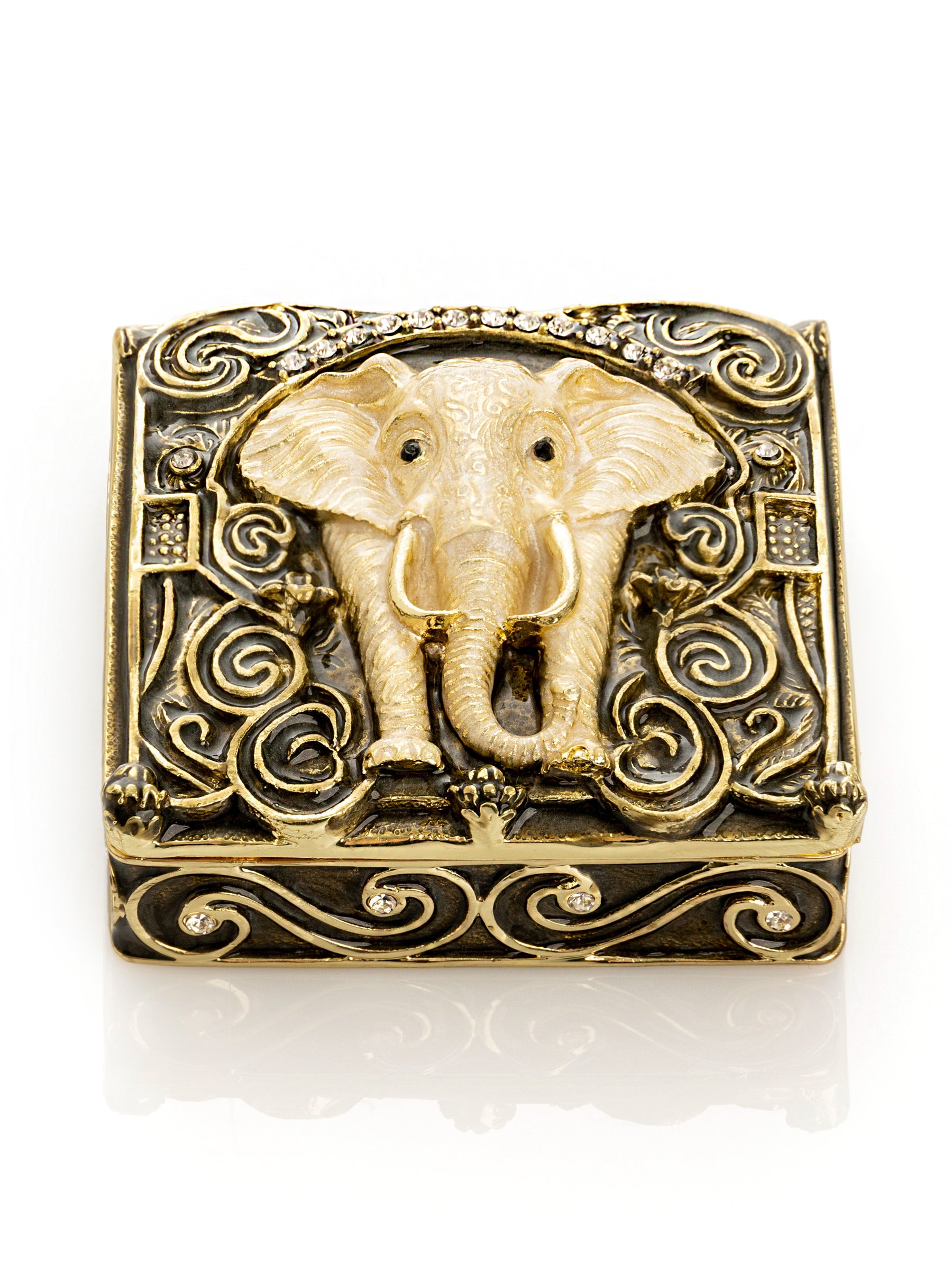 Keren Kopal Brown and Gold trinket Box Elephant