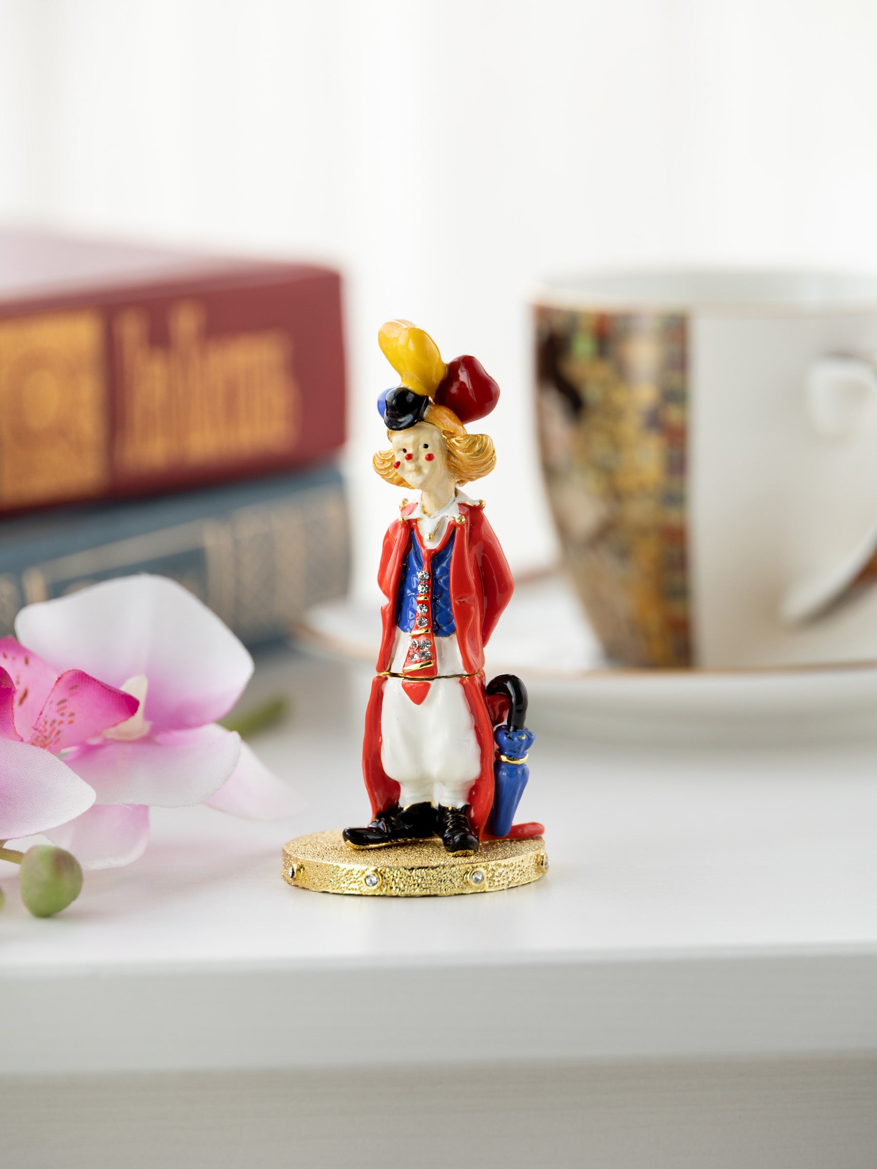 Funny Circus Clown with Umbrella trinket box