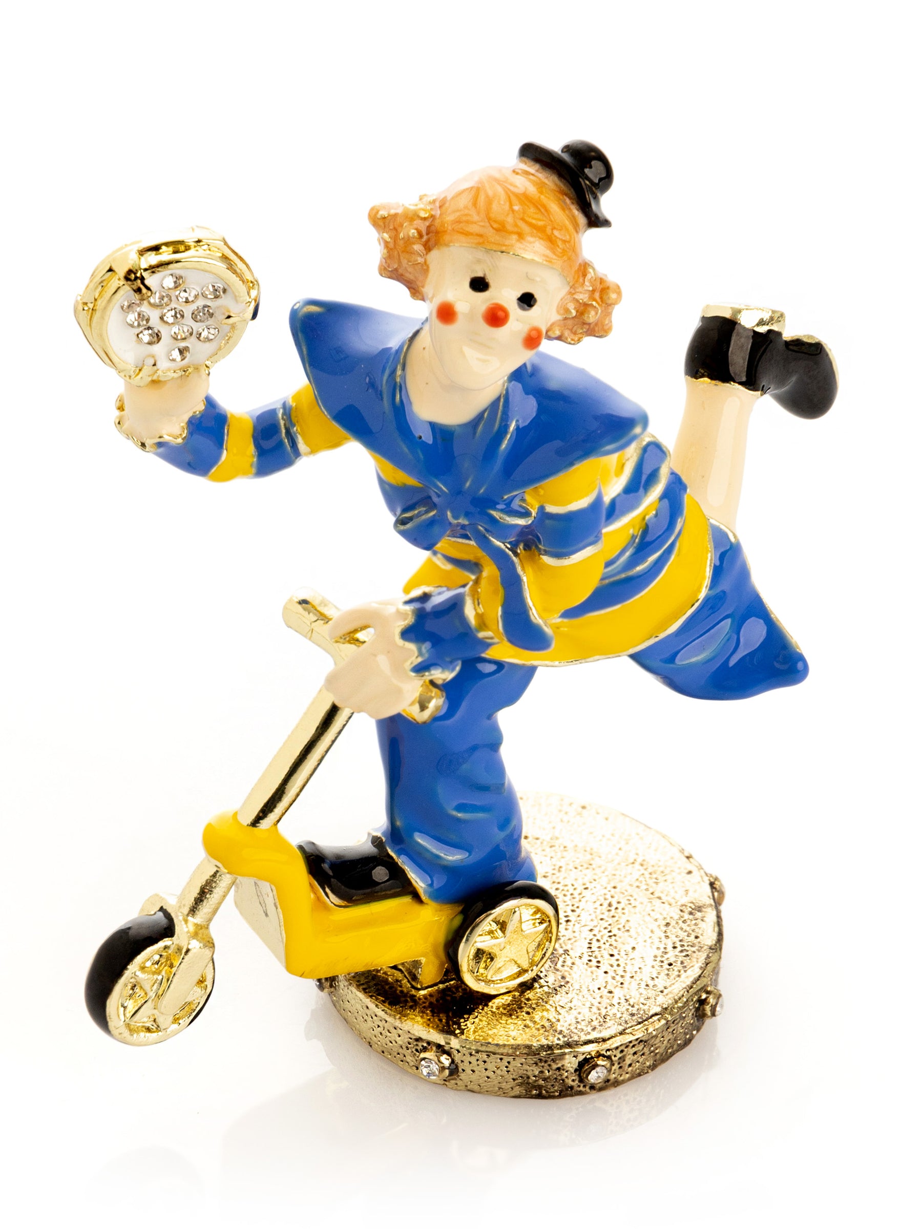 Keren Kopal Playful Circus Clown Riding a Scooter Trinket Box