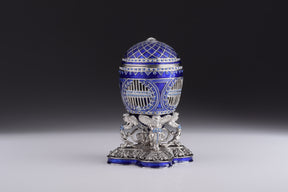 Keren Kopal Blue Russian Egg with Man Riding Horse Surprise Inside