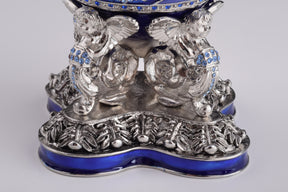 Keren Kopal Blue Russian Egg with Man Riding Horse Surprise Inside