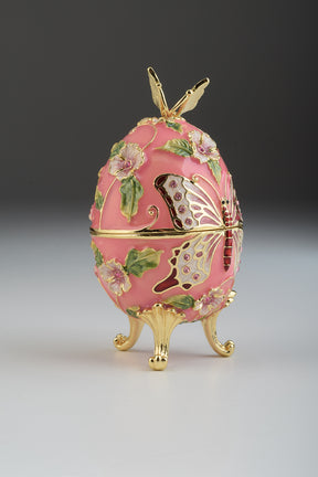 Keren Kopal Pink Faberge Egg with Flowers and Butterfly