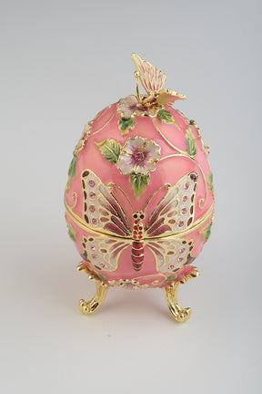 Keren Kopal Pink Faberge Egg with Flowers and Butterfly