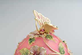 Keren Kopal Pink Faberge Egg with Flowers and Butterfly