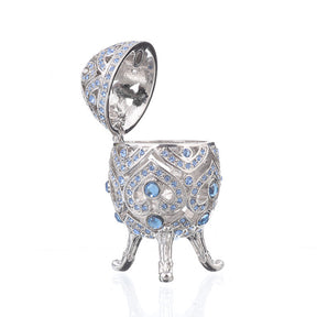Keren Kopal Silver Faberge Egg with Blue Crystals