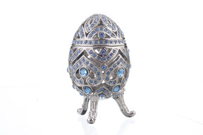 Keren Kopal Silver Faberge Egg with Blue Crystals