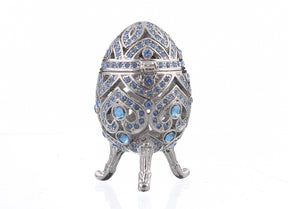 Keren Kopal Silver Faberge Egg with Blue Crystals