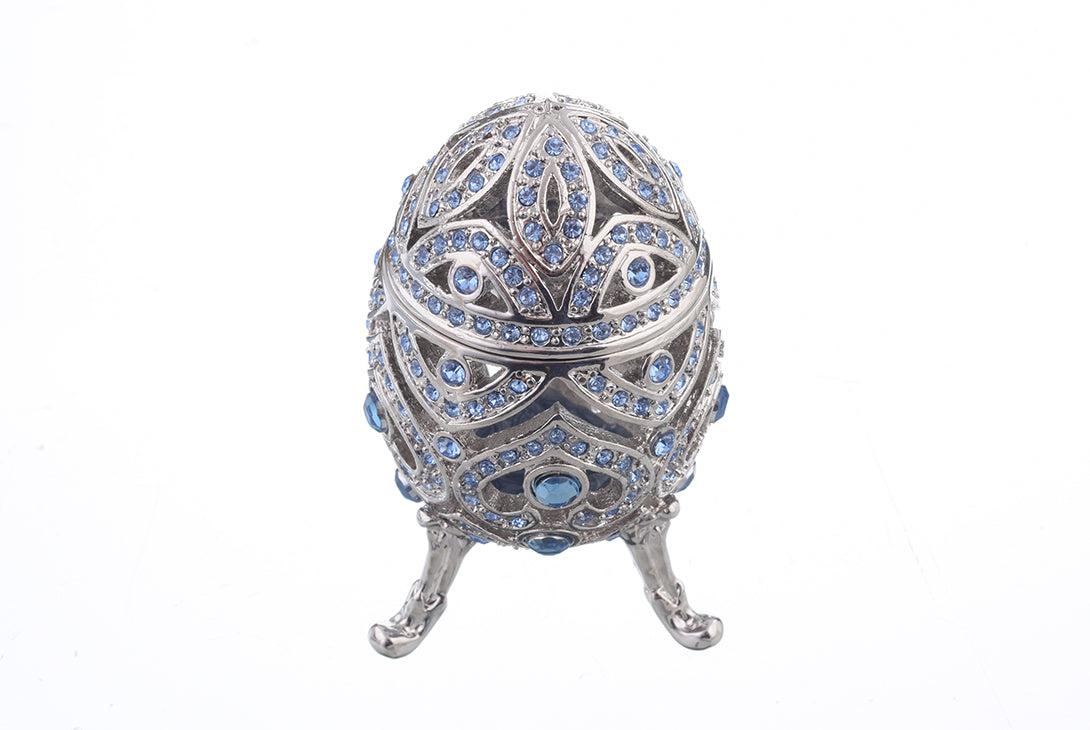 Keren Kopal Silver Faberge Egg with Blue Crystals