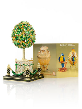 Keren Kopal Bay Tree Faberge Egg with Colorful Crystals