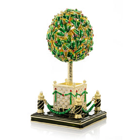 Keren Kopal Bay Tree Faberge Egg with Colorful Crystals