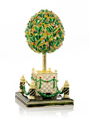 Keren Kopal Bay Tree Faberge Egg with Colorful Crystals