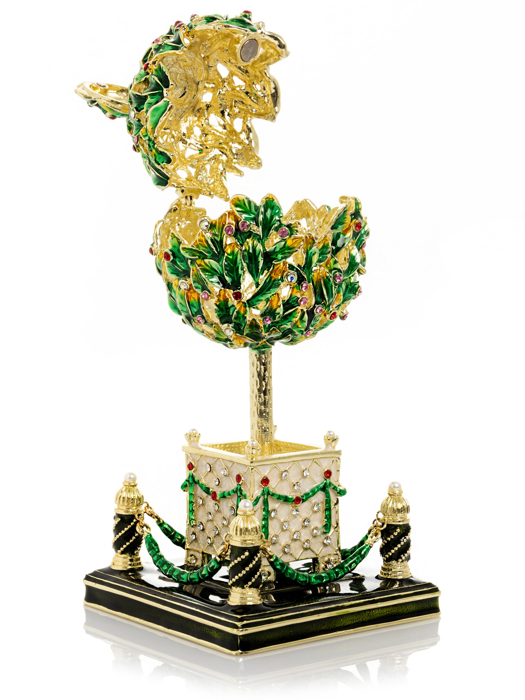 Keren Kopal Bay Tree Faberge Egg with Colorful Crystals