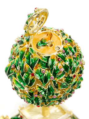 Keren Kopal Bay Tree Faberge Egg with Colorful Crystals
