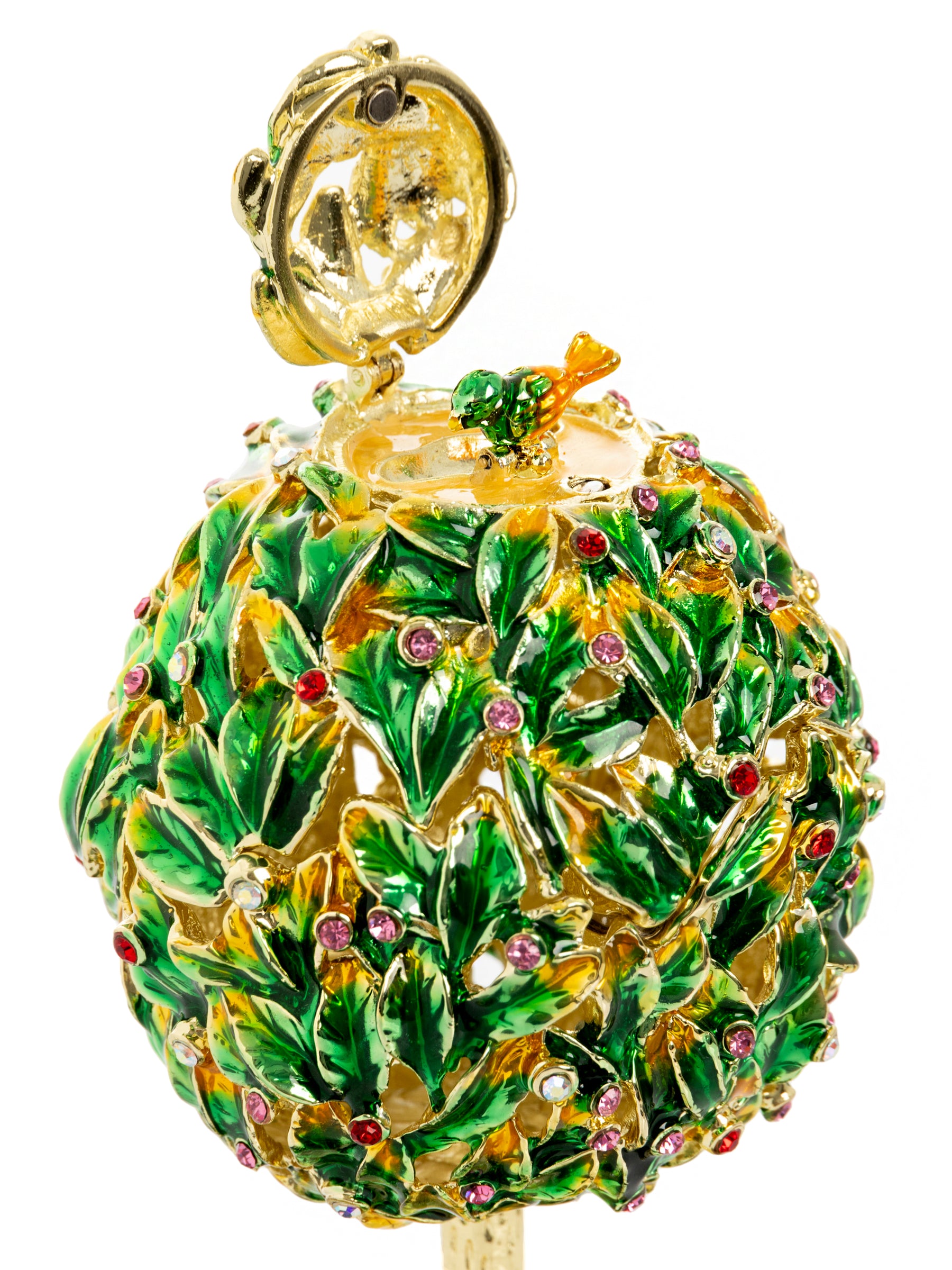 Keren Kopal Bay Tree Faberge Egg with Colorful Crystals