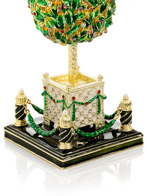 Keren Kopal Bay Tree Faberge Egg with Colorful Crystals