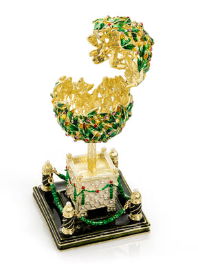 Keren Kopal Bay Tree Faberge Egg with Colorful Crystals