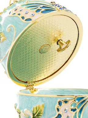 Keren Kopal Turquoise Faberge Egg with Flowers and Butterfly