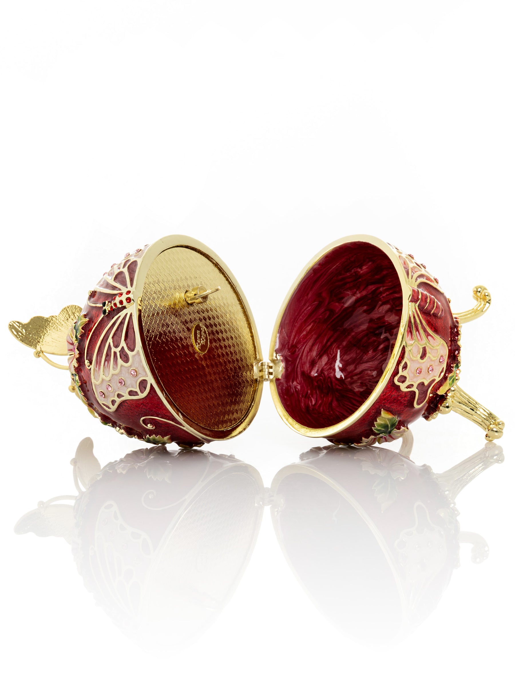 Keren Kopal Red Faberge Egg with Flowers and Butterfly