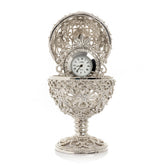 Keren Kopal Silver Faberge Egg with Clock Inside