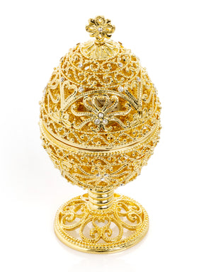 Keren Kopal Gold Faberge Egg with Clock Inside