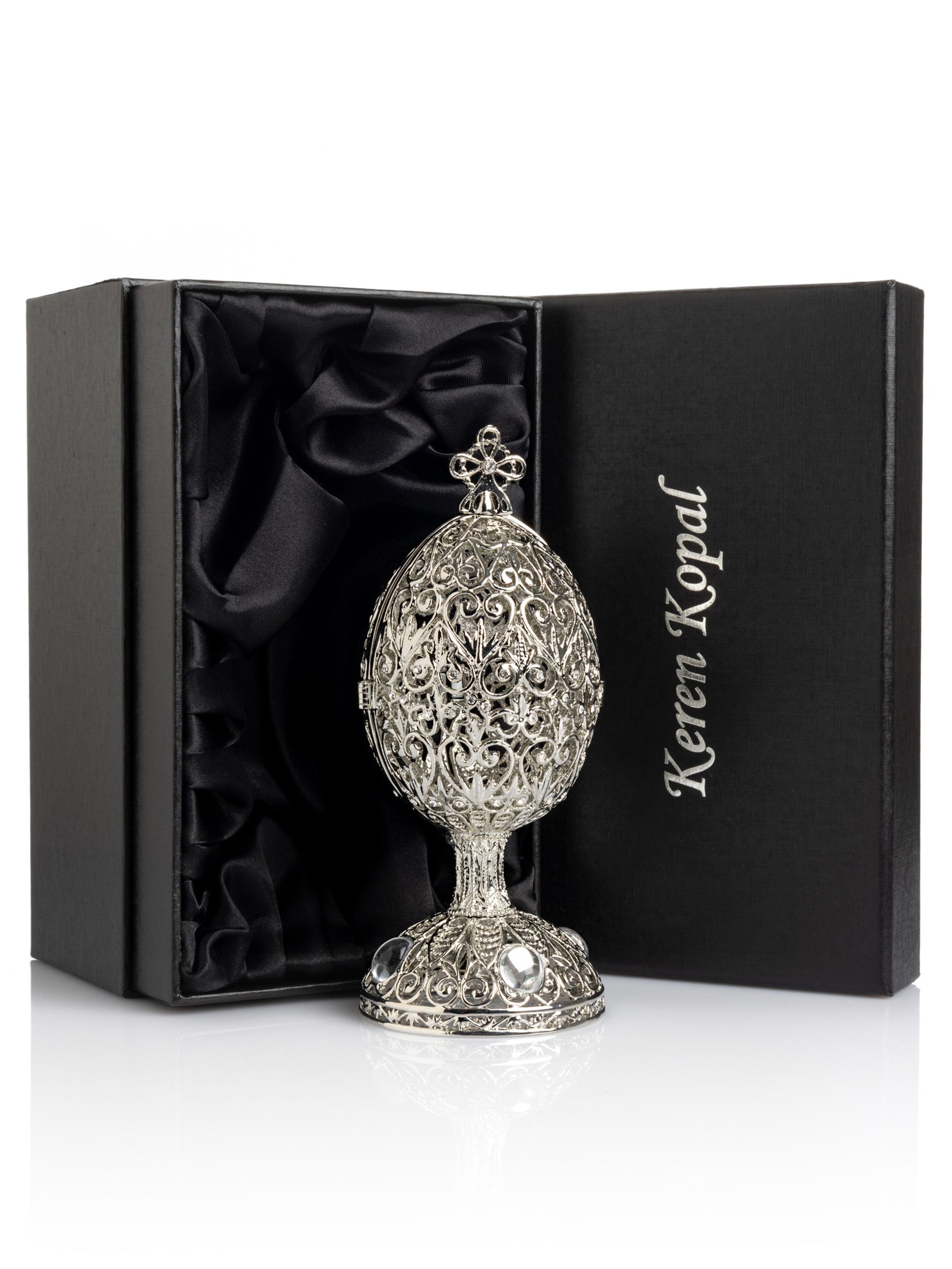 Keren Kopal Silver Easter Egg with Ferris Wheel Surprise Inside