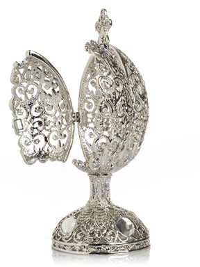 Keren Kopal Silver Easter Egg with Ferris Wheel Surprise Inside