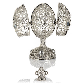 Keren Kopal Silver Easter Egg with Ferris Wheel Surprise Inside