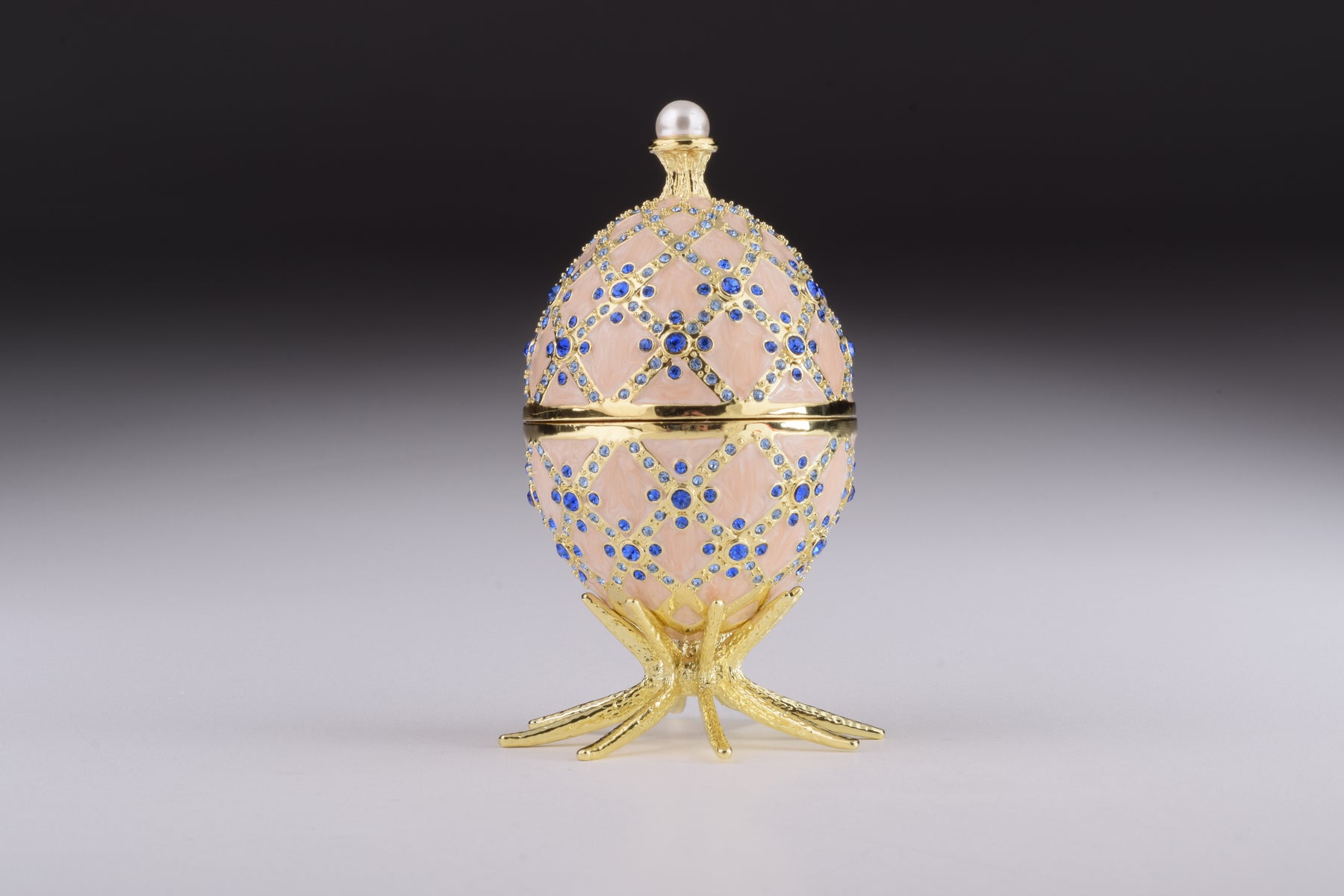 Keren Kopal Pink Faberge Egg with Clock Inside