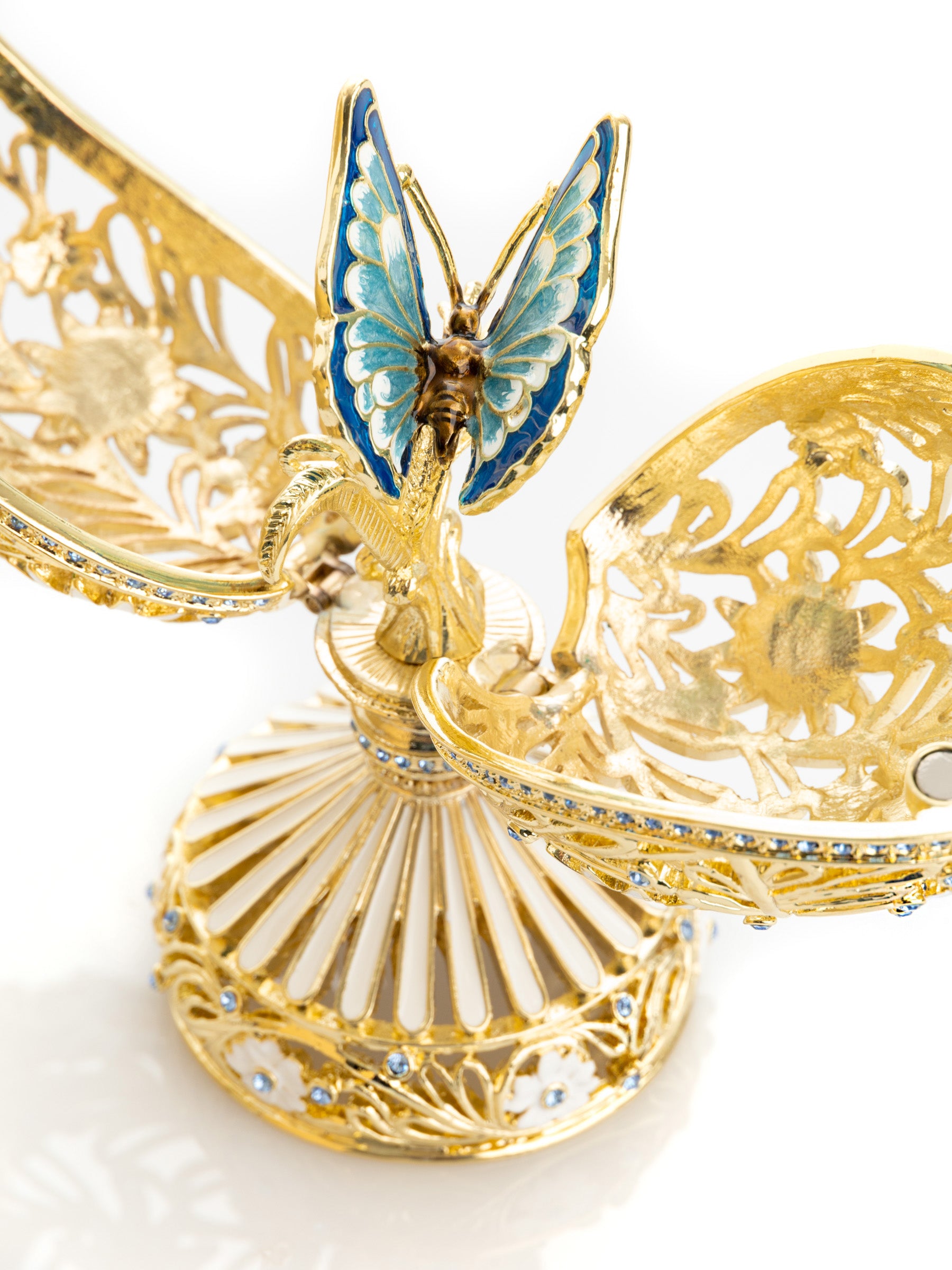 White Faberge Egg with Butterfly Inside