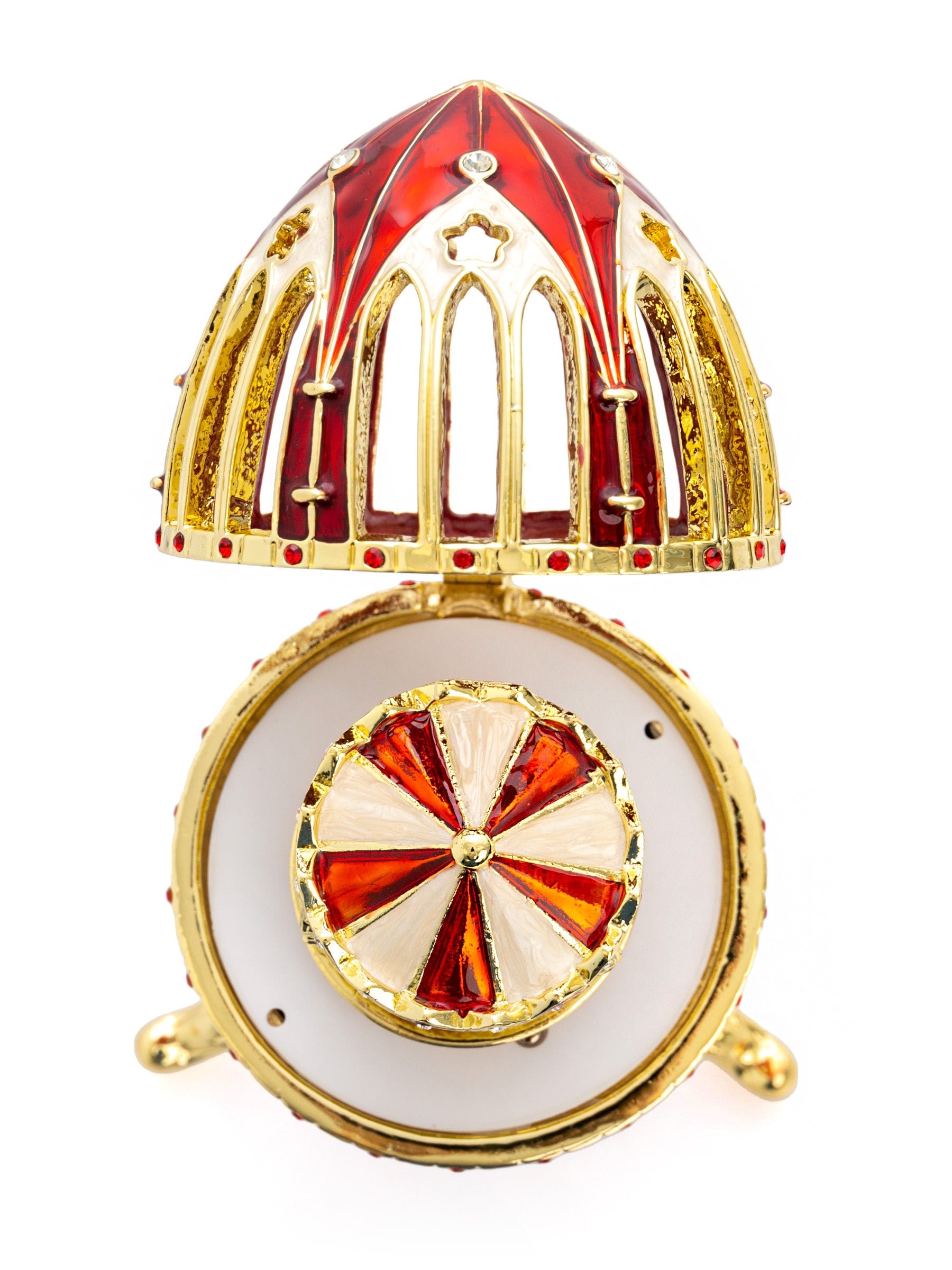 Red Faberge Egg with Horse Carousel Surprise Inside