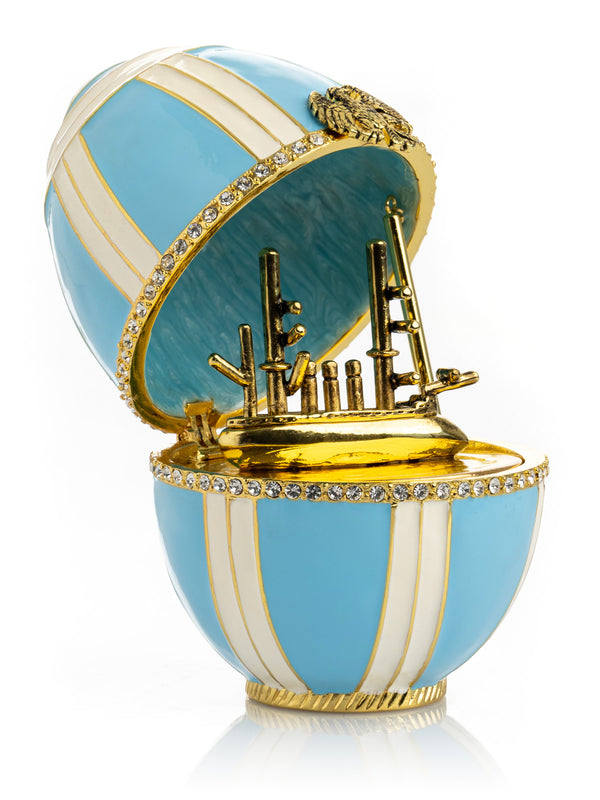 Light Blue Egg with a Sailing Ship