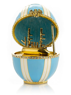 Light blue Egg with Sailing ship