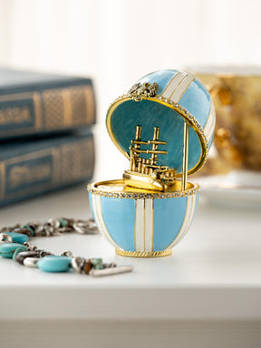 Light blue Egg with Sailing ship