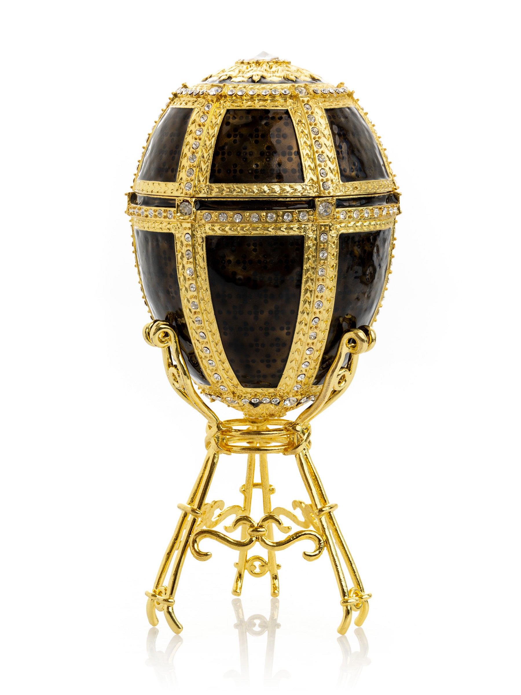 Black & Gold Egg with a Gold crystals Elephant