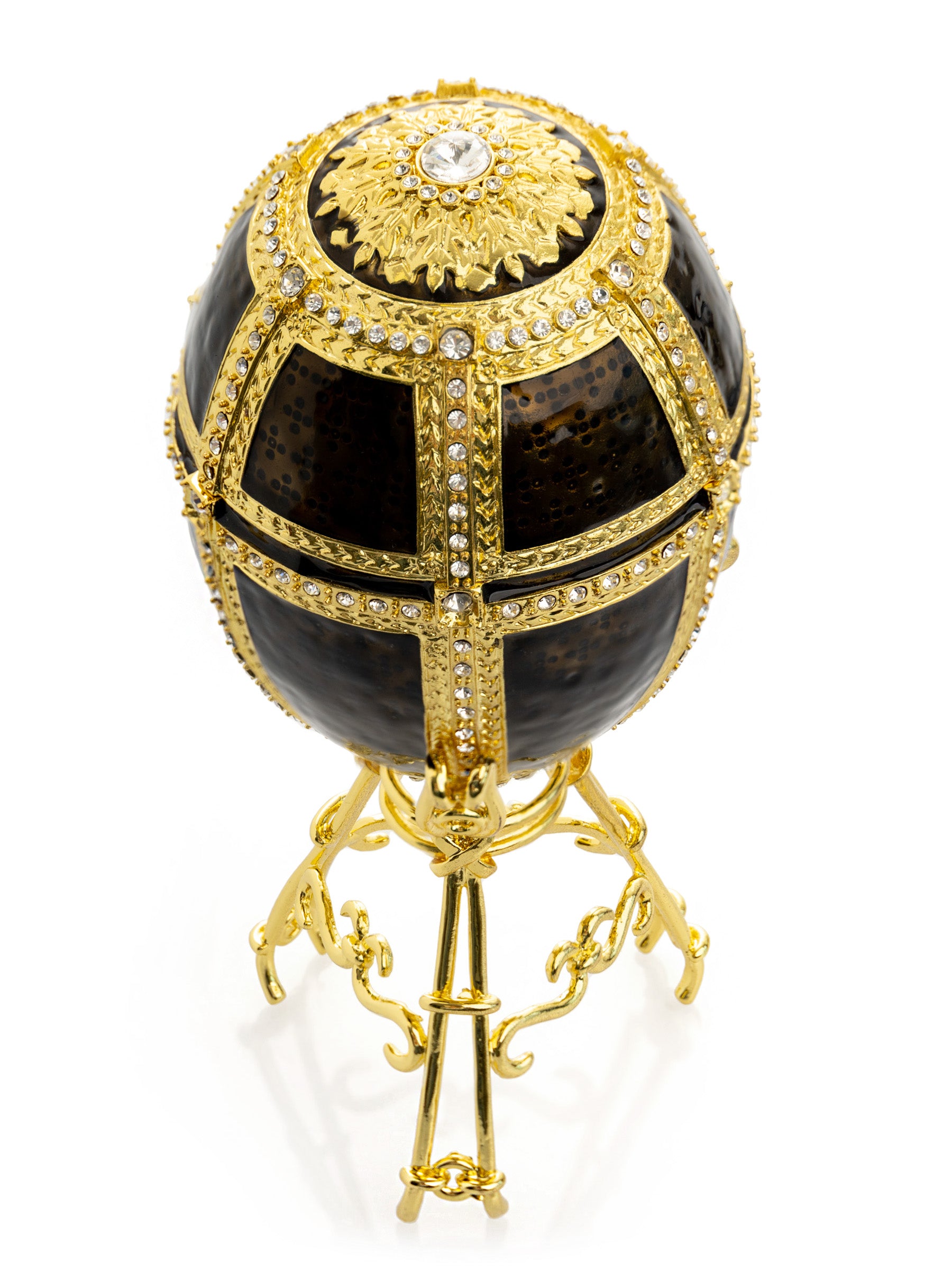 Keren Kopal Black & Gold Egg with a Gold crystals Elephant