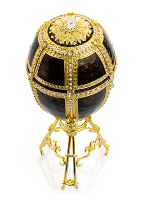 Keren Kopal Black & Gold Egg with a Gold crystals Elephant