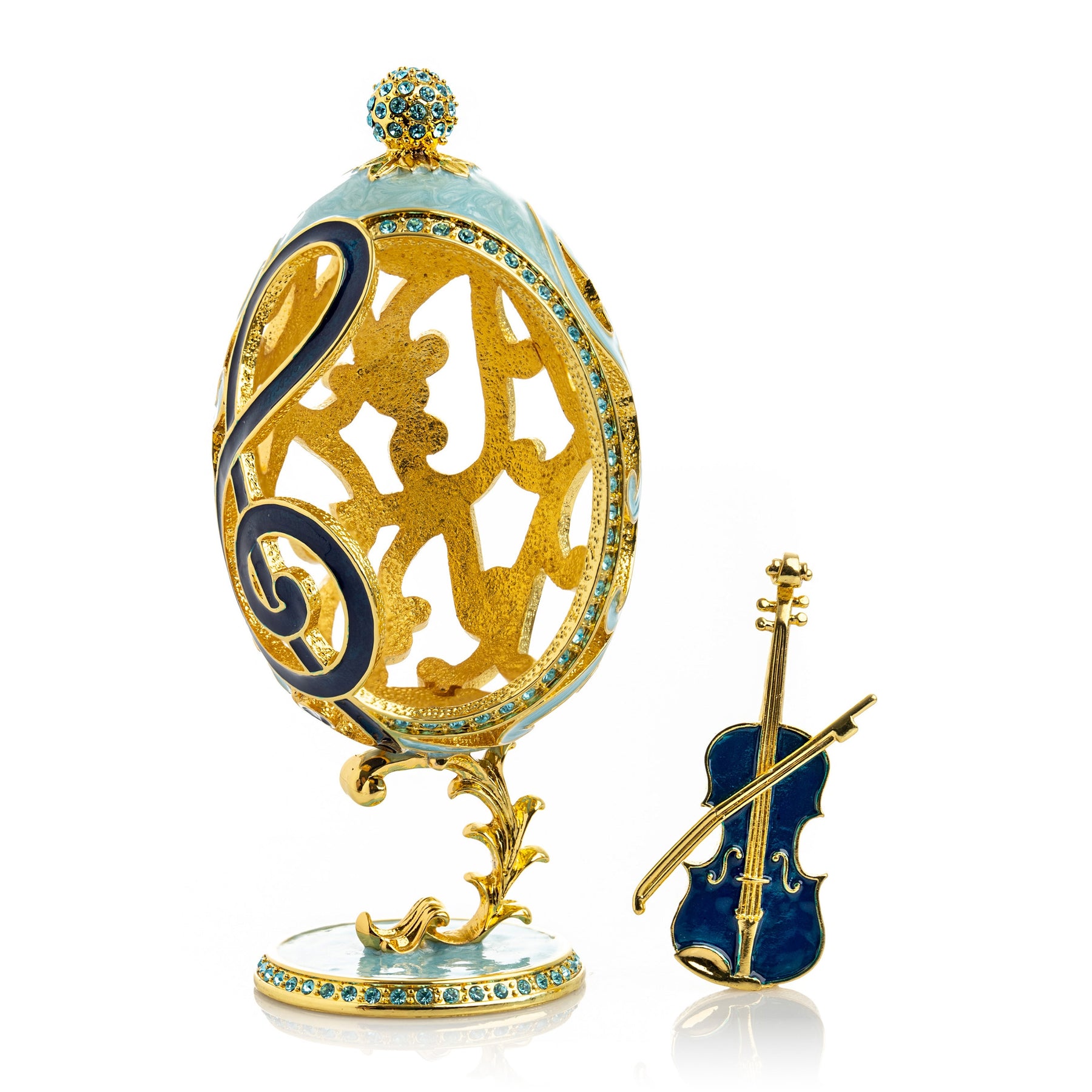 Treble Clef Faberge Egg with Violin Surprise