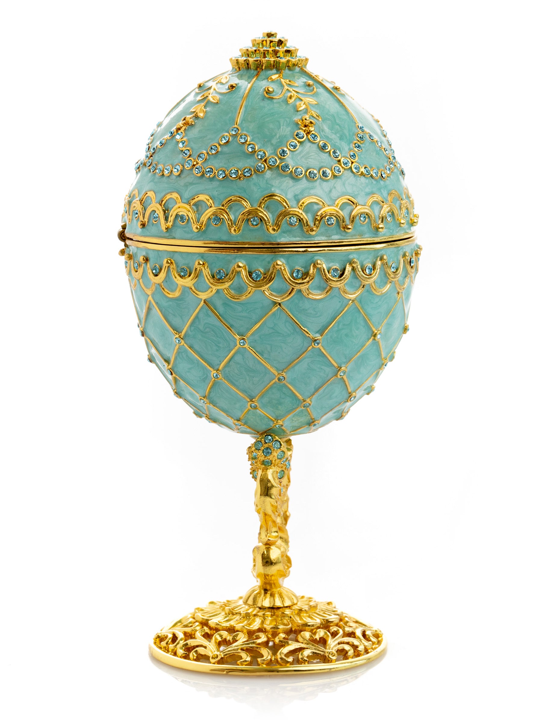 Gold & turquoise Egg with Royal Carriage