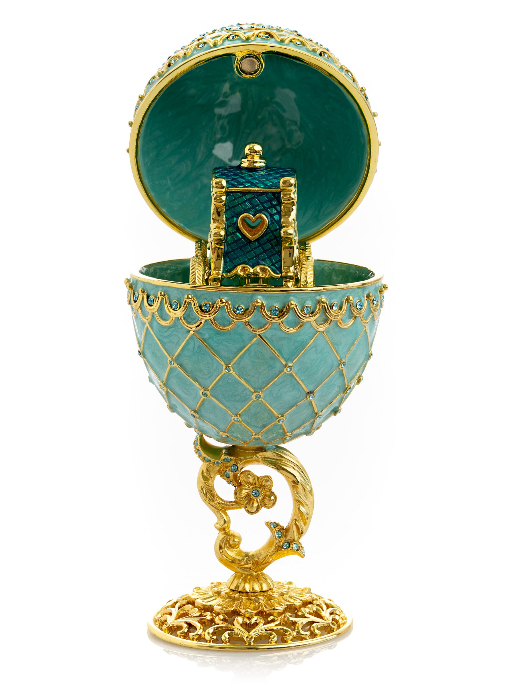 Gold & turquoise Egg with Royal Carriage