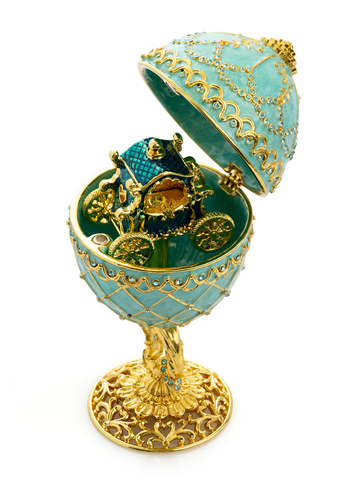 Gold & Turquoise Egg with Royal Carriage