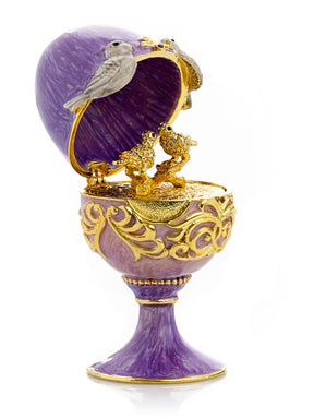 Purple Egg with two Gold love doves