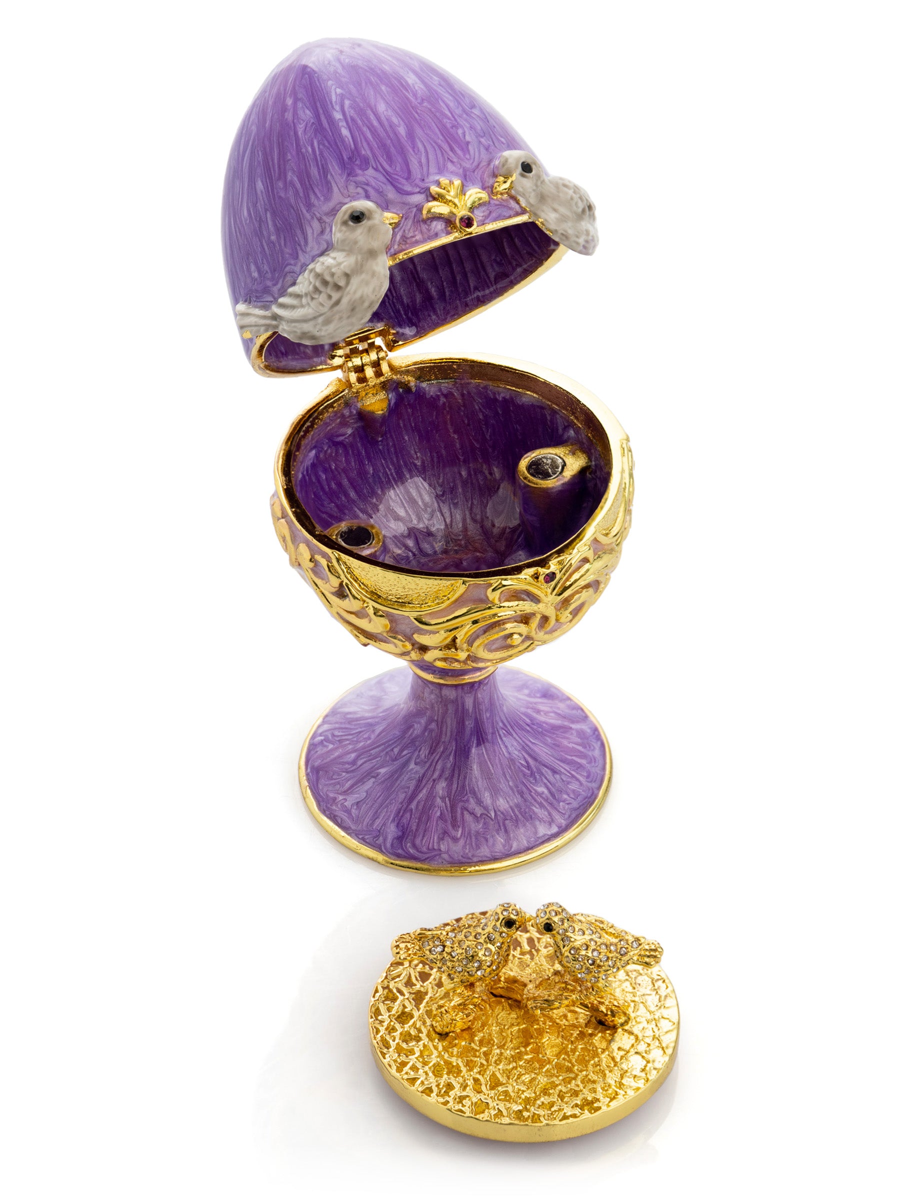 Purple Egg with two Gold love doves