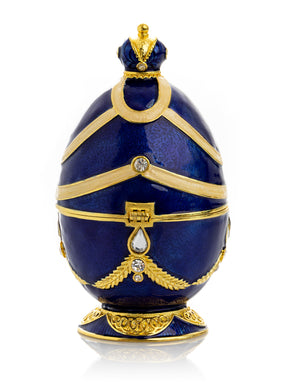 Blue Faberge Egg with Golden Piano Surprise