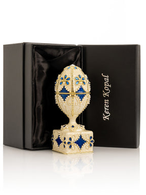 Keren Kopal Pearl Beige Faberge Egg with Swan Hidden compartment