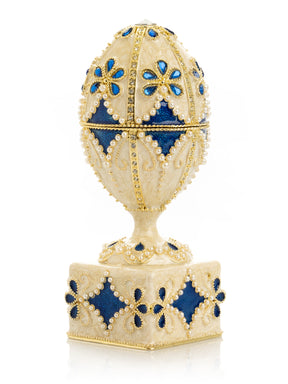Keren Kopal Pearl Beige Faberge Egg with Swan Hidden compartment