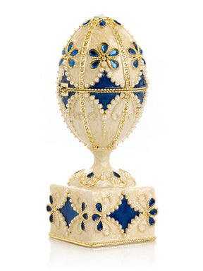 Keren Kopal Pearl Beige Faberge Egg with Swan Hidden compartment