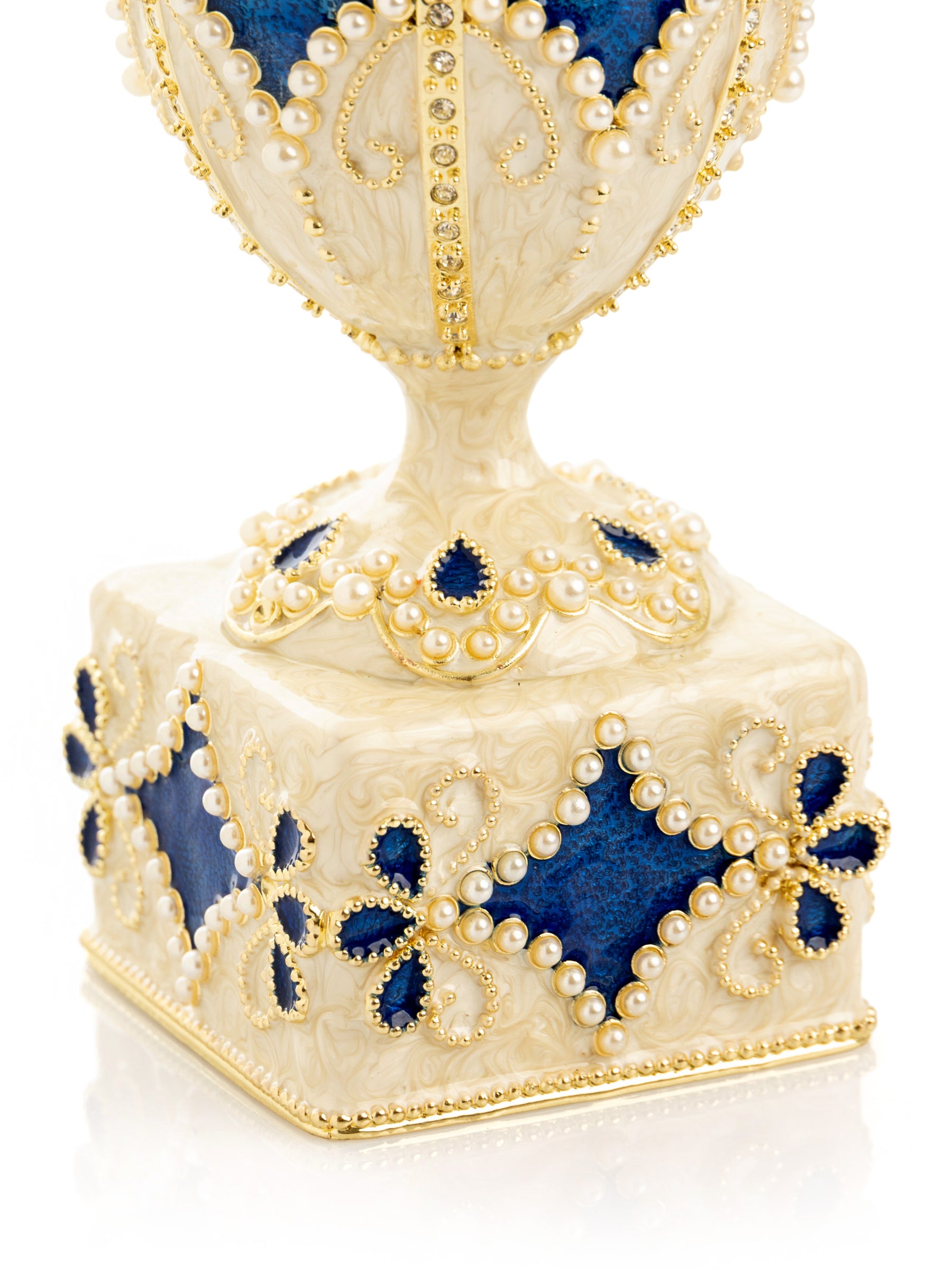 Keren Kopal Pearl Beige Faberge Egg with Swan Hidden compartment