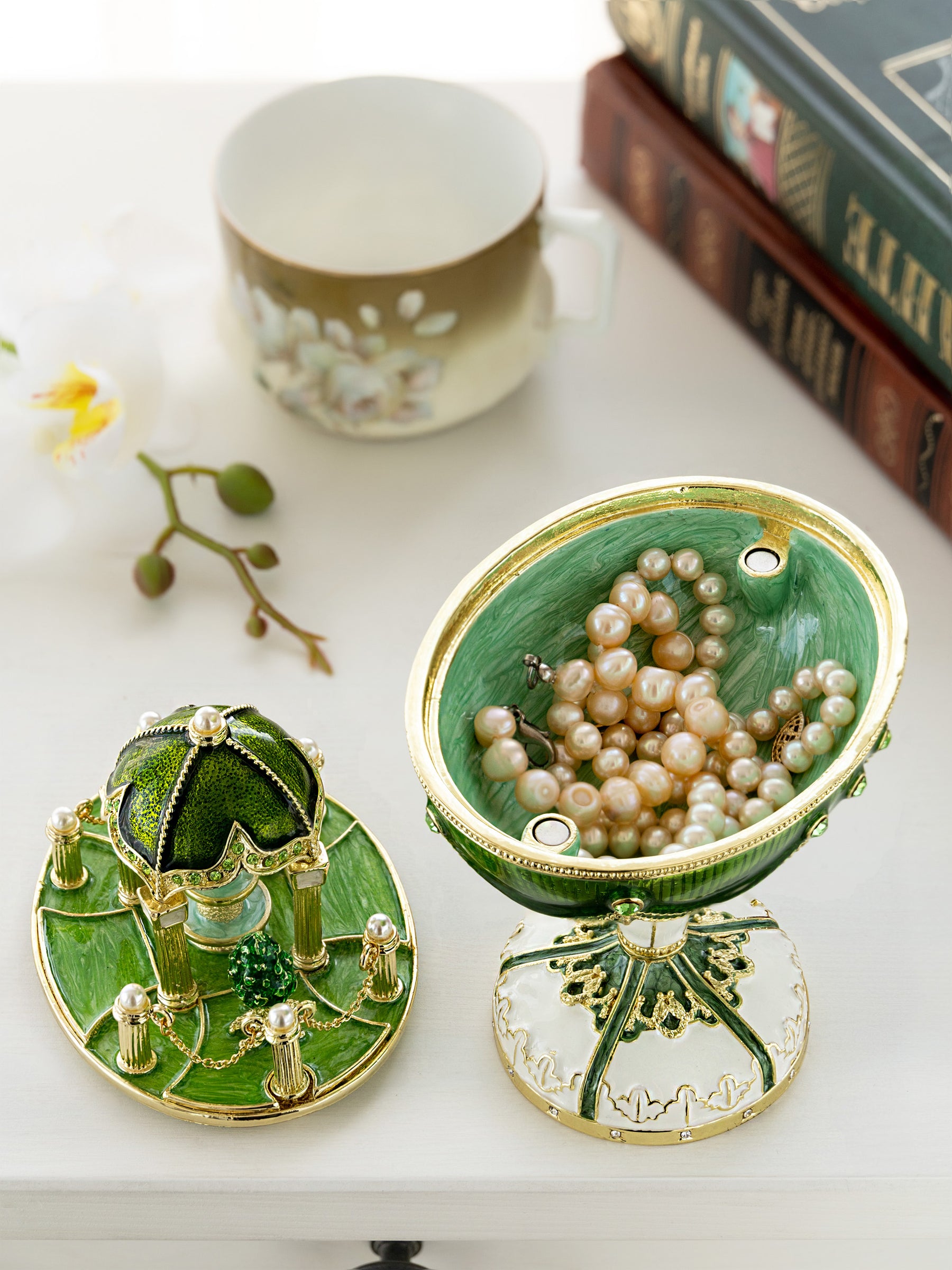 Keren Kopal Garden Pavilion Design Cupola Fountain Green Egg Limited Edition of 250 Trinket Box